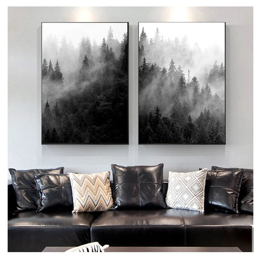 Misty Forest Landscape Wall Art