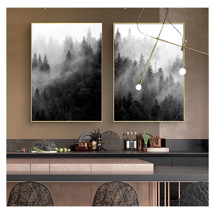 Misty Forest Landscape Wall Art