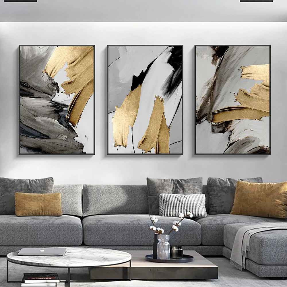 Brushed Gold Modern Wall Art