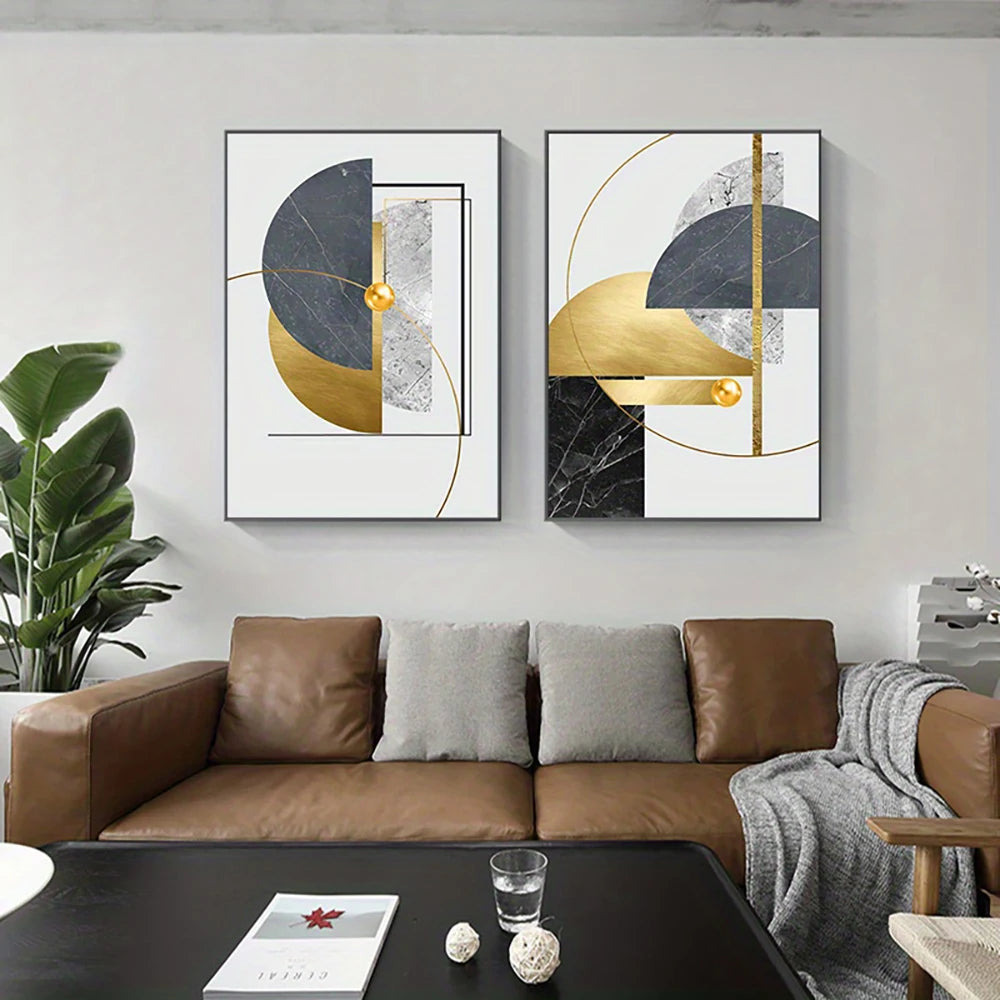 Golden Geo Modern Wall Art