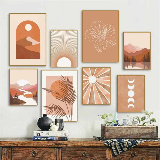 Terracotta Sun & Moon Boho Wall Art